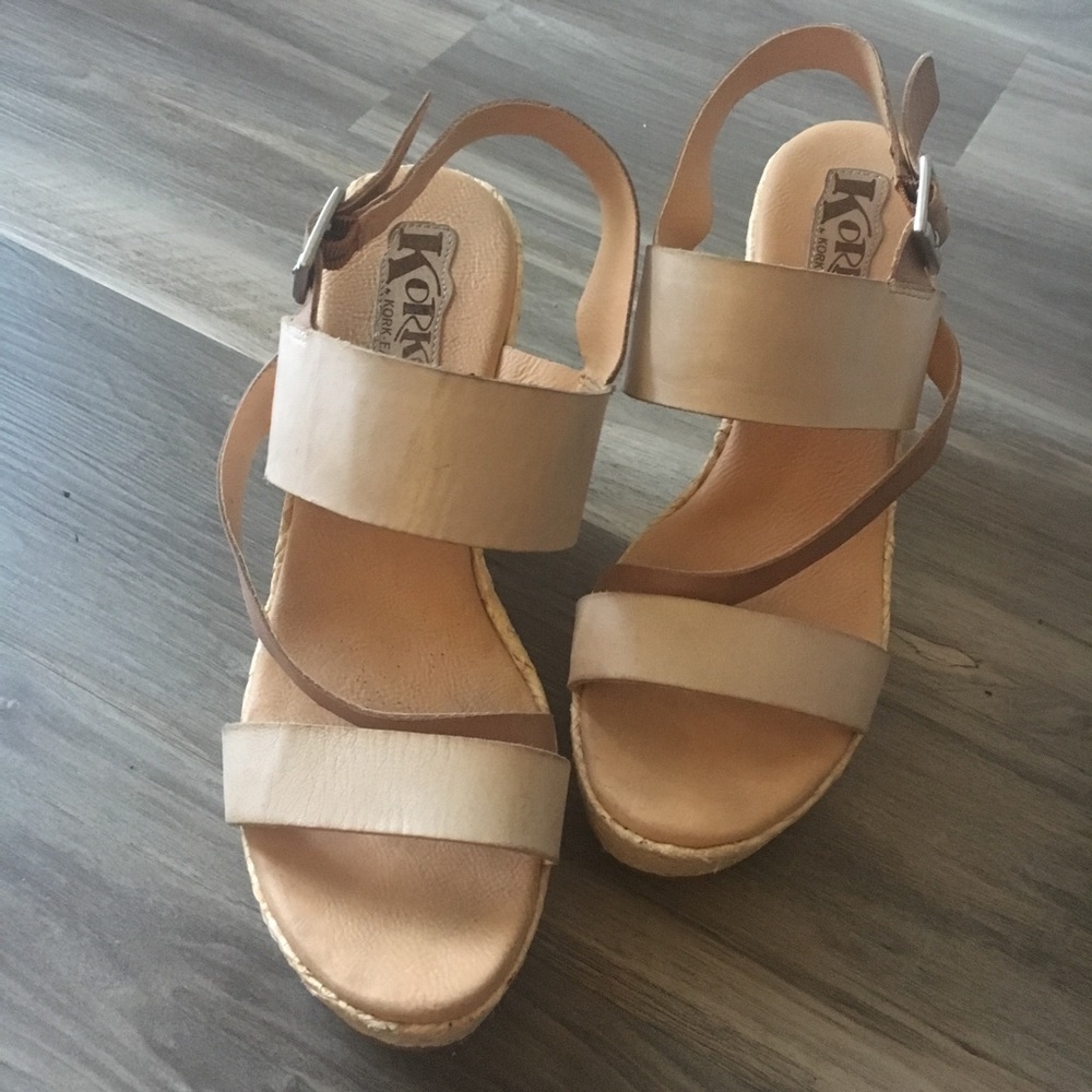 Korks By Kork Ease Tan Strappy Wedge Heels 10M